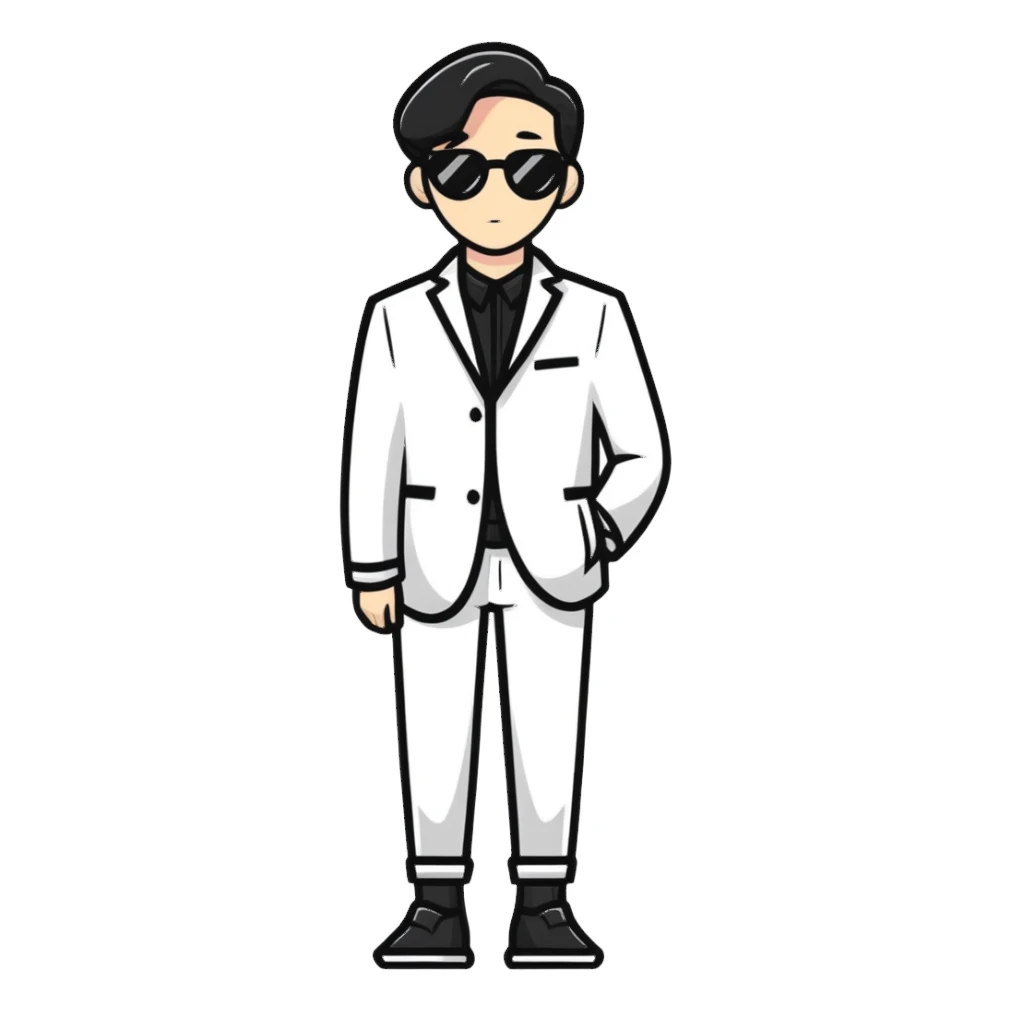 enigmatic character wearing chic modern clothes with simple design sticker