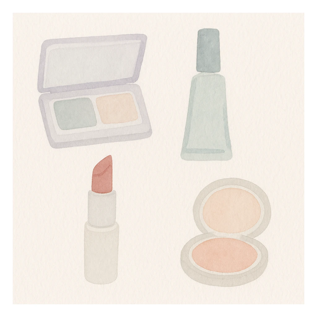 watercolor style makeup with soft tones on light background sticker