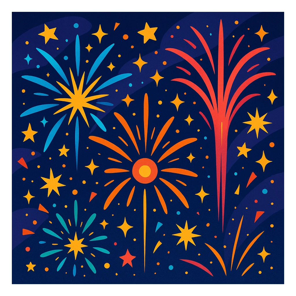 magic fireworks, vibrant, sparkling, fantasy style sticker