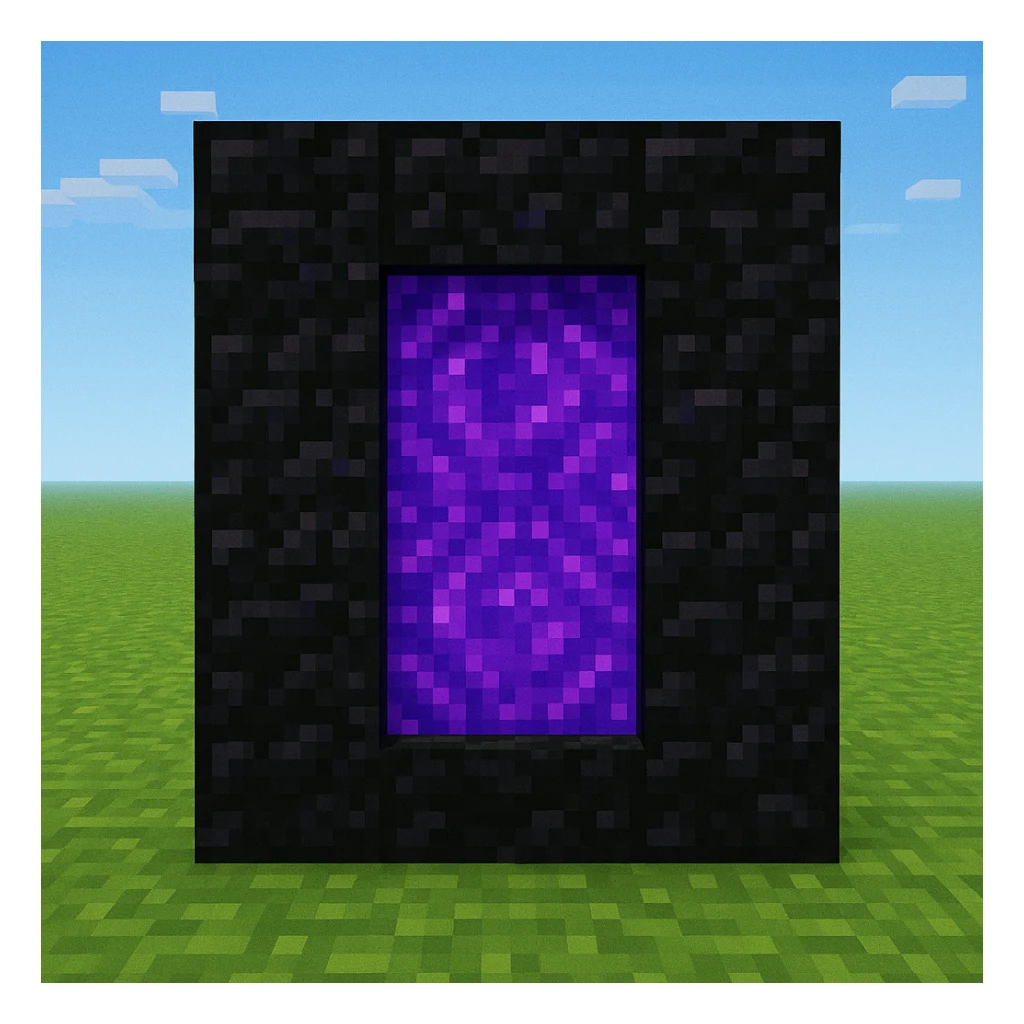 Minecraft-style purple portal with black frames sticker