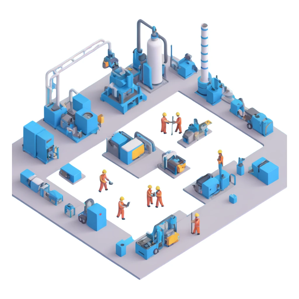 factory floor with industrial equipment and workers sticker