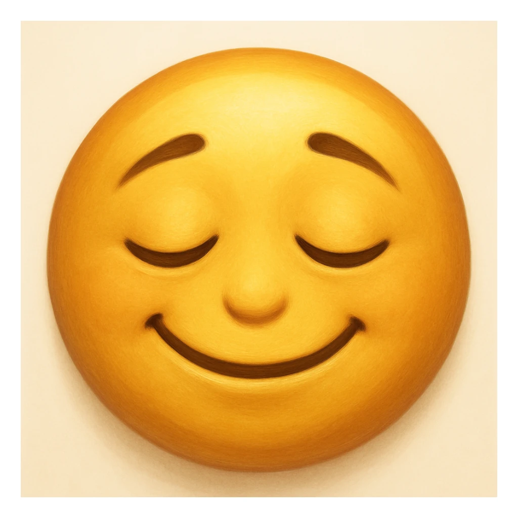 relieved emoji face, expressive, detailed, digital art sticker