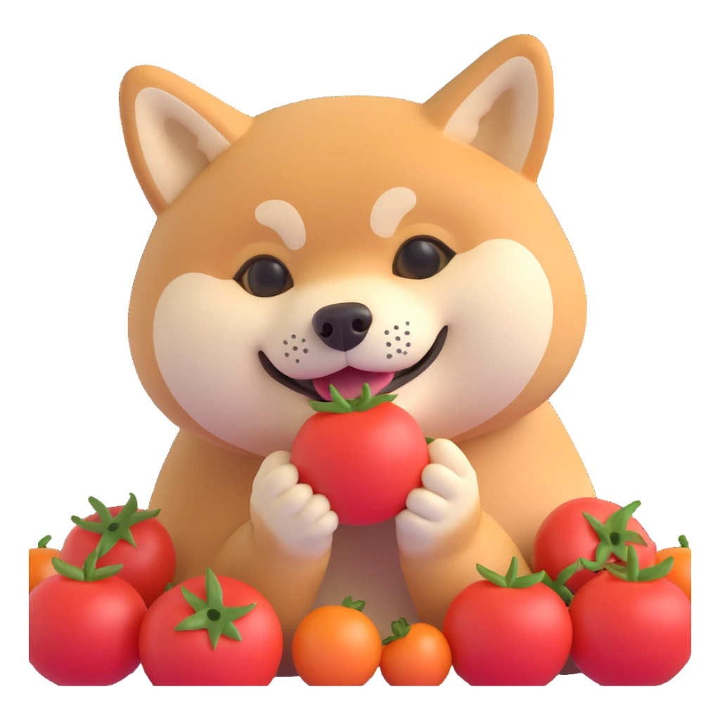 shiba inu eating tomatoes sticker