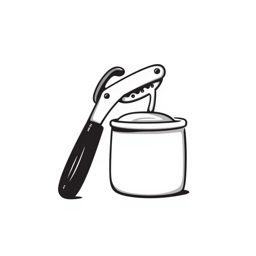 hand-drawn kitchen can opener with crank handle sticker