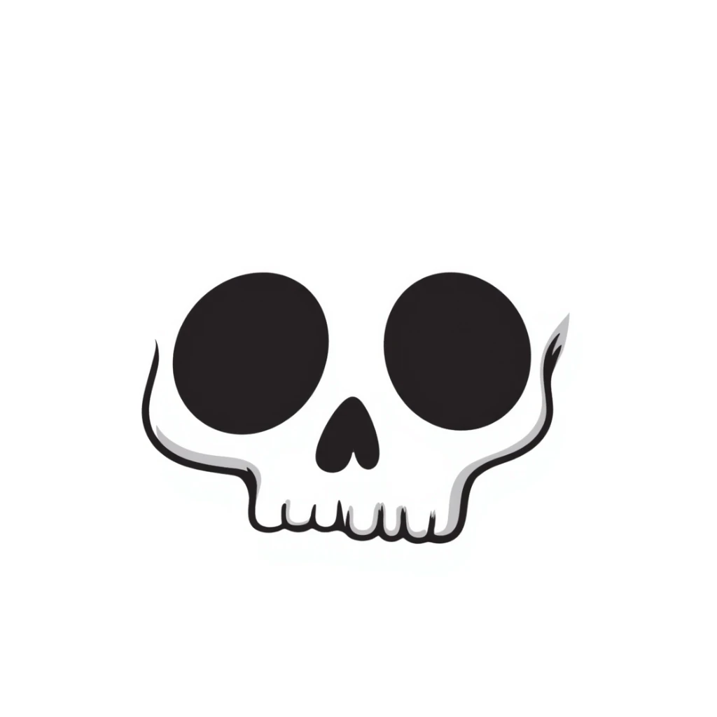 a skull with protruding eyes sticker