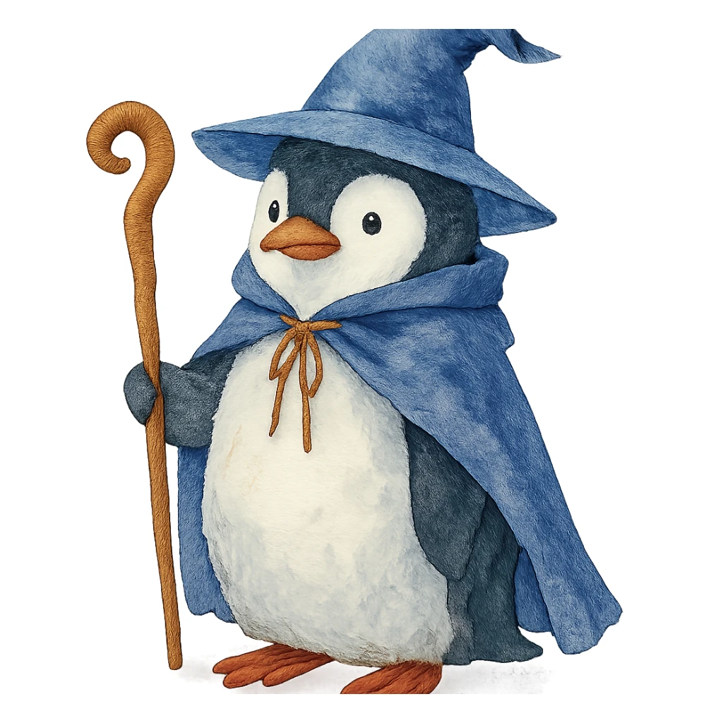 watercolor style penguin wizard sticker