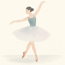 oft-textured ballerina mid-spin on a stage.