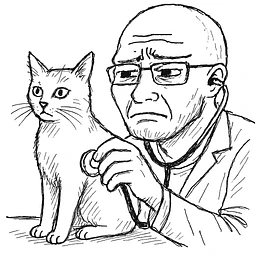 veterinarian examining a cat