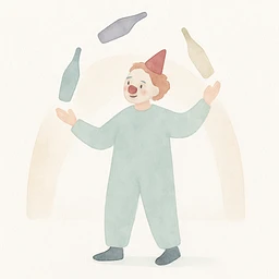 clown juggling bottles in circus 