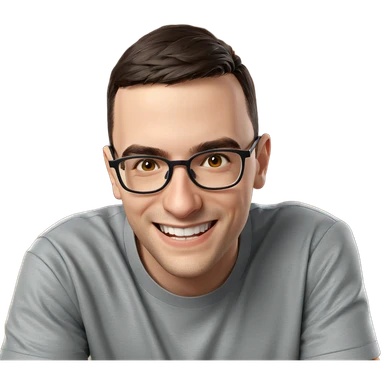 smiling boy with glasses sticker