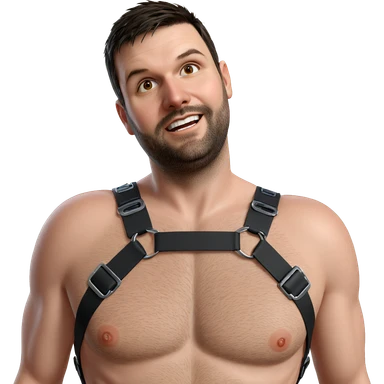 male portrait with harness sticker