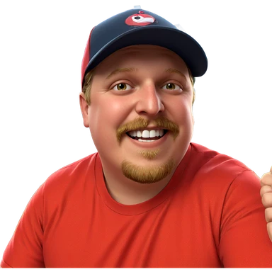 smiling boy in red shirt sticker