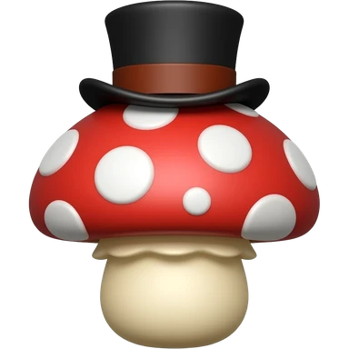 An mushroom with a top hat sticker