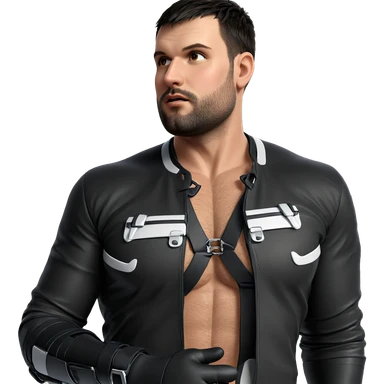 muscular male in stylish harness sticker