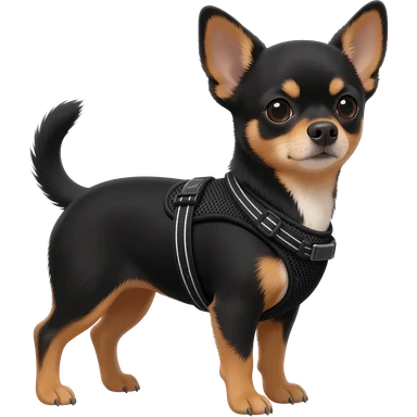 Black chihuahua in a harness sticker