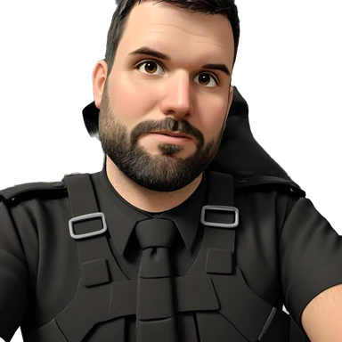 bearded boy in black uniform sticker