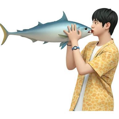 dreamy boy with fish sticker