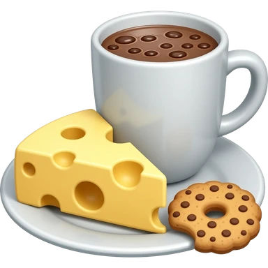 Cheese toast and hot chocolate withh a cookie sticker