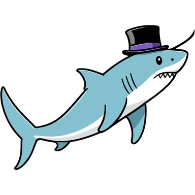 Shark with a top hat sticker