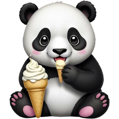 Panda eating ice cream sticker