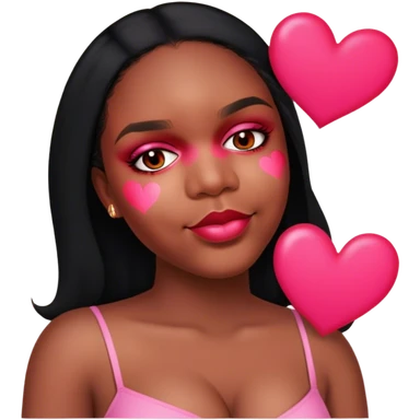 Beautiful black woman and big lover with pink and red hearts sticker