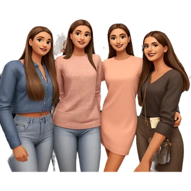 happy girls with stylish looks sticker