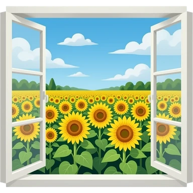 A field of sunflowers beyondA field of sunflowers outside the window sticker