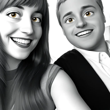 smiling girl and boy portrait sticker