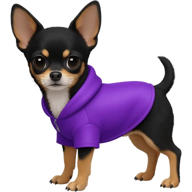 Black chihuahua in a purple coat sticker