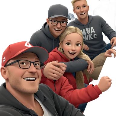 cheerful girl with boys sticker