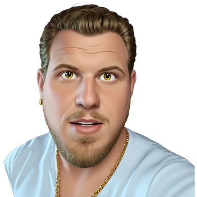 male portrait with jewelry sticker