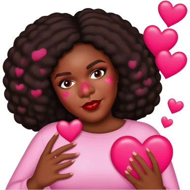 Beautiful black woman and big lover with pink and red hearts sticker