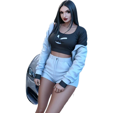 girl with sports car outdoors sticker