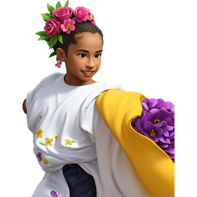 male portrait with flower ornament sticker