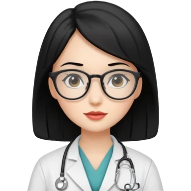 beautiful girls with black hair and glasses as a doctor sticker