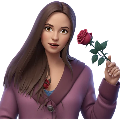 girl holding rose in focus sticker