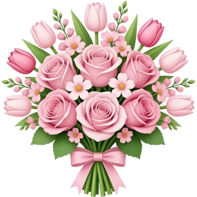 pale pink flower bouquet with roses, tulips, a lot of pink pale flowers sticker