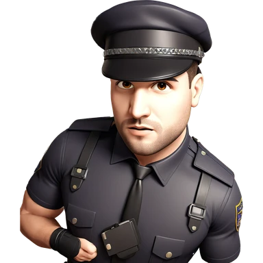muscular male in police uniform sticker