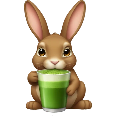 Flemish giant brown bunny drinking matcha sticker