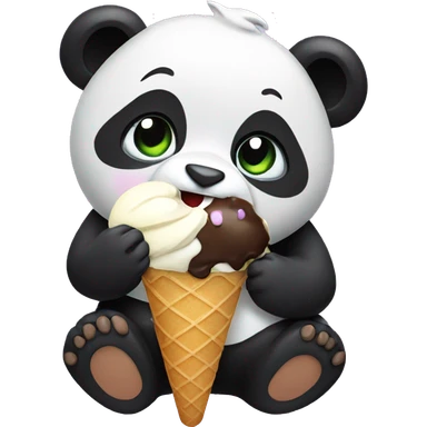 Panda eating ice cream sticker