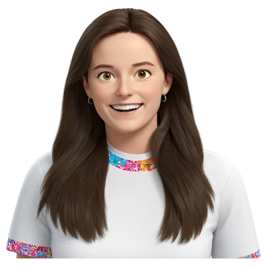 smiling girl in white shirt sticker