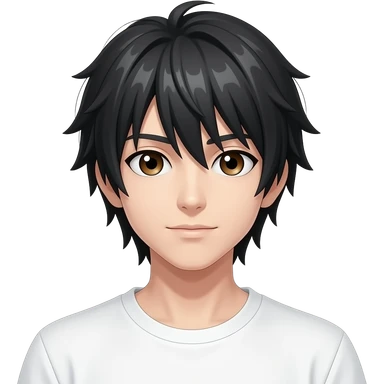 L der Anime Charakter von death note er hat schwarzr haare nd blond er hat braune augen sehr blasse haut weißes t-shirt eine person  sticker