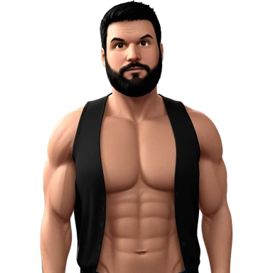 muscular male with black hair sticker