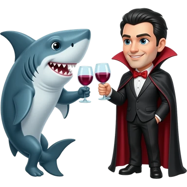 Shark and vampir, they drink a wine togerher sticker