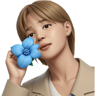 girl holding blue flower sticker