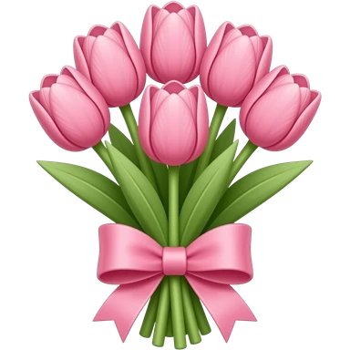 Tulipanes rosas en un ramo, cute y aesthetic con un lazo tambien rosa sticker