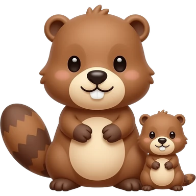 Cute Beaver with a little cute Baby beaver sticker