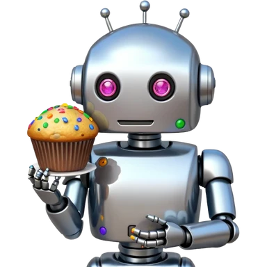 Robot eating muffin sticker