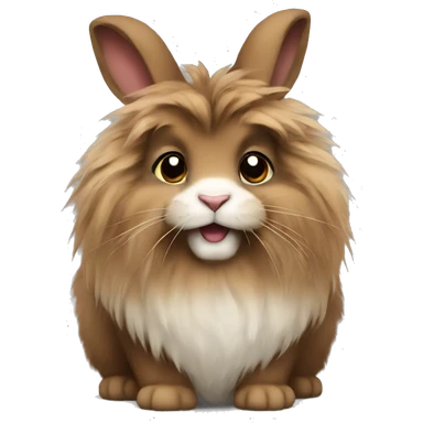 Brown lionhead fluffy rabbit  sticker