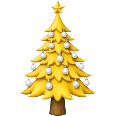 Yellow Christmas tree with white bulbs sticker